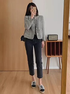 百搭黑色烟管裤 阿雅家 春秋加绒修身