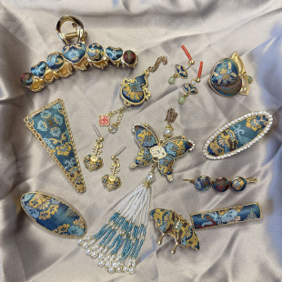 国风非遗桑蚕丝张和才名家古蜀锦手工新中式复古头饰耳饰发簪压襟