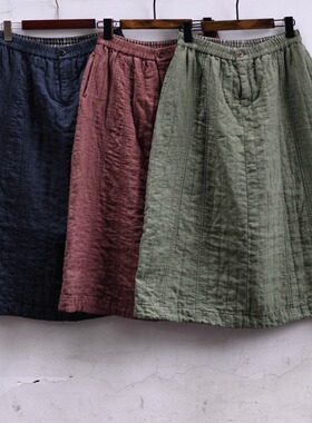 如眸原创设计亚麻棉半裙ZQ57026
