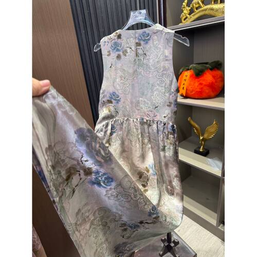 【香云纱·祥云花卉】非遗丝绸无袖连衣裙女夏季优雅显瘦裙