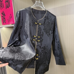 重磅牡丹织金盘扣宽松开衫 上衣女 黑白两色