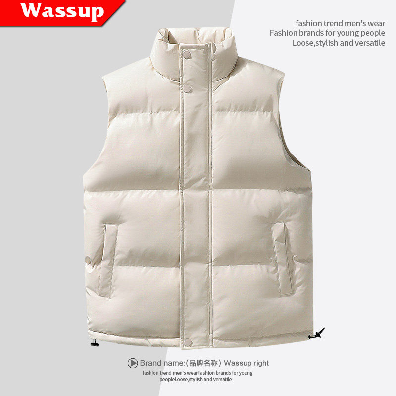 WASSUP棉马甲男士2025新款秋冬季保暖潮牌宽松休闲马夹青少年坎肩,男装,常规马甲,淘宝优惠券,粉丝福利购,淘宝优惠卷
