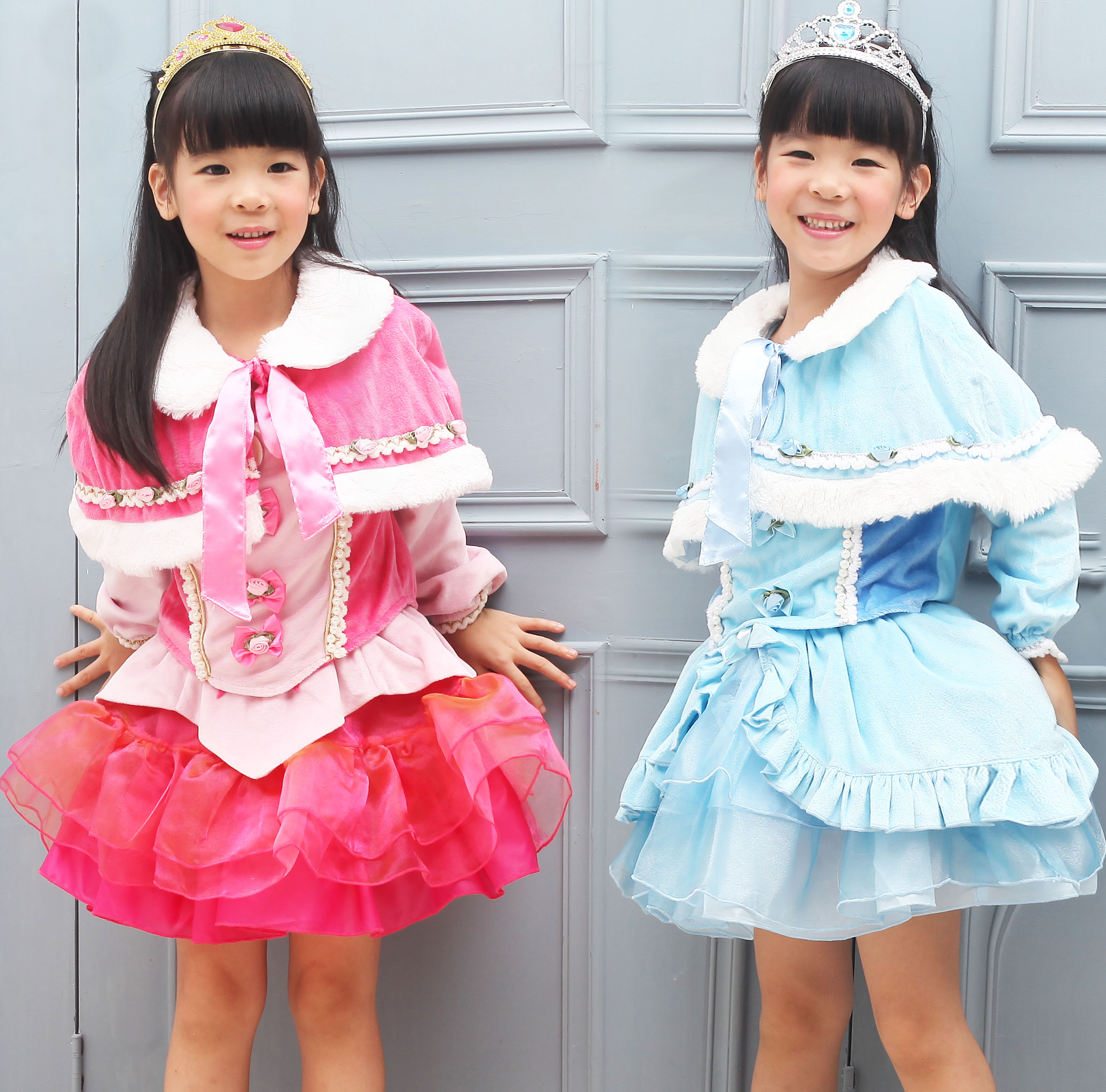 cosplay女童服装三件套秋冬款灰姑娘睡美人公主裙花童裙