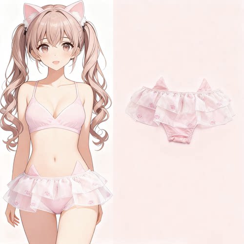 4028小葱内衣新款猫爪裙边内裤少女心三角裤可爱牛奶丝胖次二次元