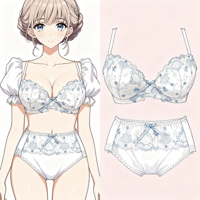 清新蝴蝶结薄棉少女心文胸套装