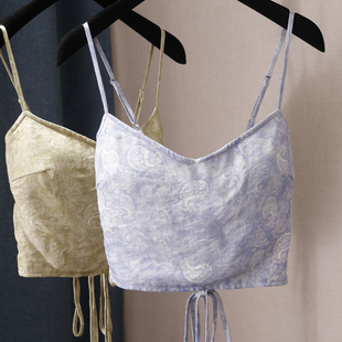 新款时尚性感修身显瘦内搭上衣海滩穿搭蕾丝系带露背短款吊带背心