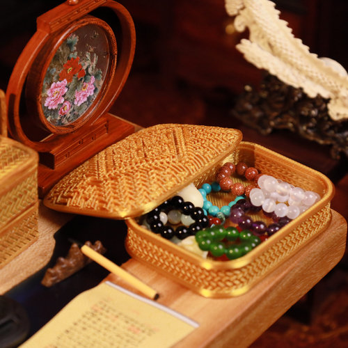 迷你微缩食玩中式古风娃屋嫁妆珠宝水晶手串摆件模型