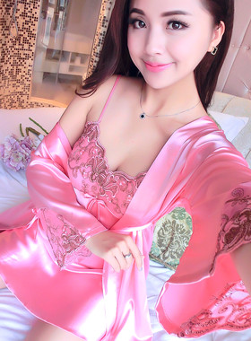 女性春夏秋季吊带两件冰丝睡衣