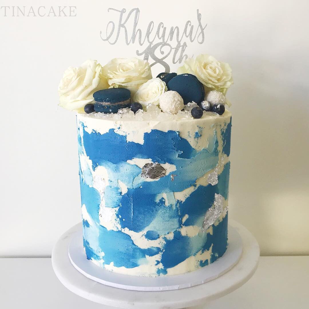 ins风滴落油画抹面加高闺蜜女友男生创意生日蛋糕上海同城配送