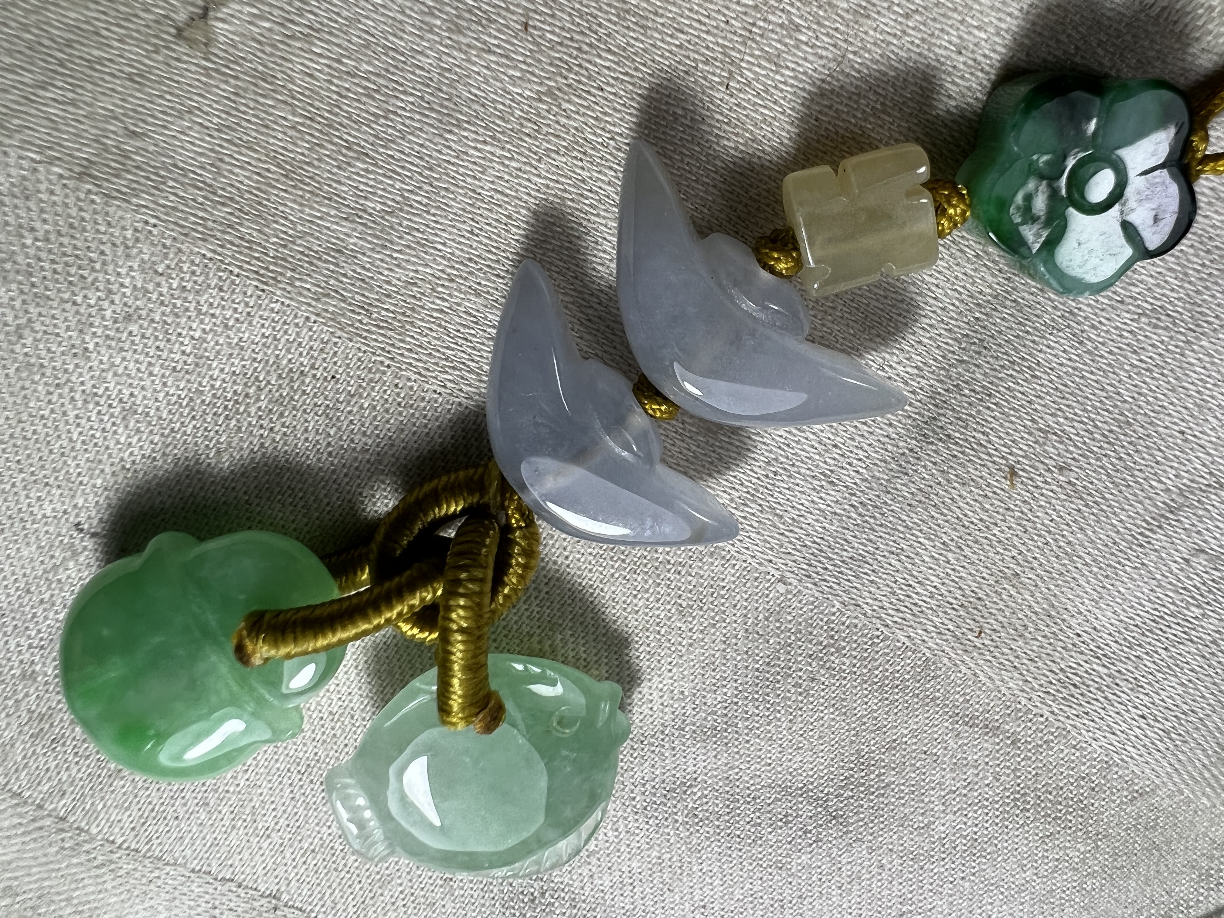 天然缅甸A货翡翠冰种飘花葫芦平安扣元宝小鱼钱袋铜钱手机链
