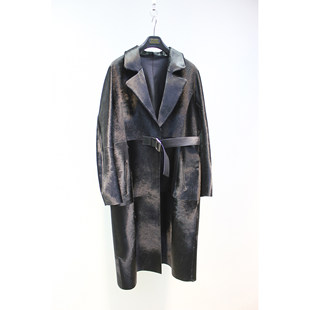 Zoehope 新西兰进口胎牛皮毛一体轻奢西装领中长款皮草外套女新款