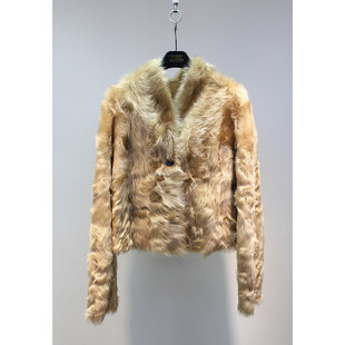 Zoehope 轻柔保暖小湖羊皮毛一体简约小V领短款夹克皮草外套女