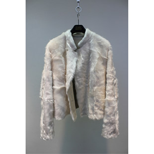 Zoehope 珍珠白轻柔小湖羊皮毛一体简约轻奢小立领短款皮草外套女