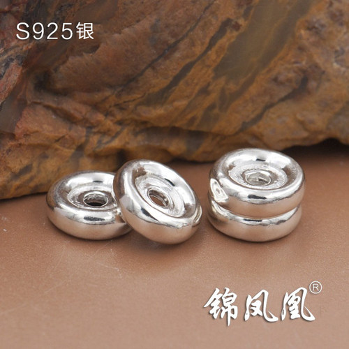 925银隔片车轮珠佛珠手串diy配件