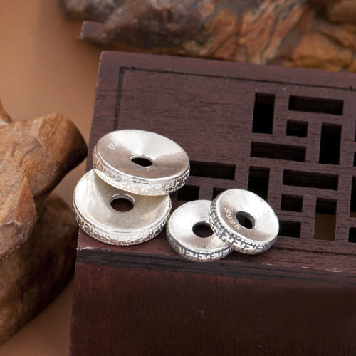 纯银隔片万字纹佛珠手串diy配件