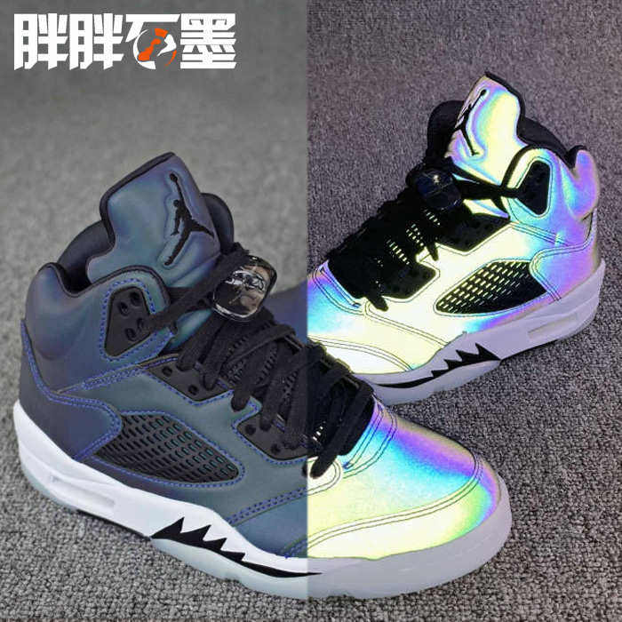 Air Jordan 5 乔五 AJ5反光AJ气垫女鞋 午夜蓝 变色龙 CD2722-001