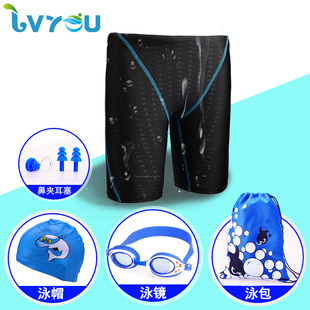 学生青少年温泉速干 中大童男孩学游泳裤 新款 儿童专业比赛五分泳裤