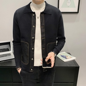 921 P95毛衣長袖開衫外套休閑男士流行翻領針織衫圖片