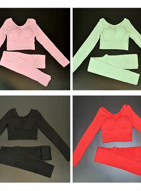 带罩杯长袖长裤 女保暖内衣秋衣秋裤美体少女无痕套装显瘦