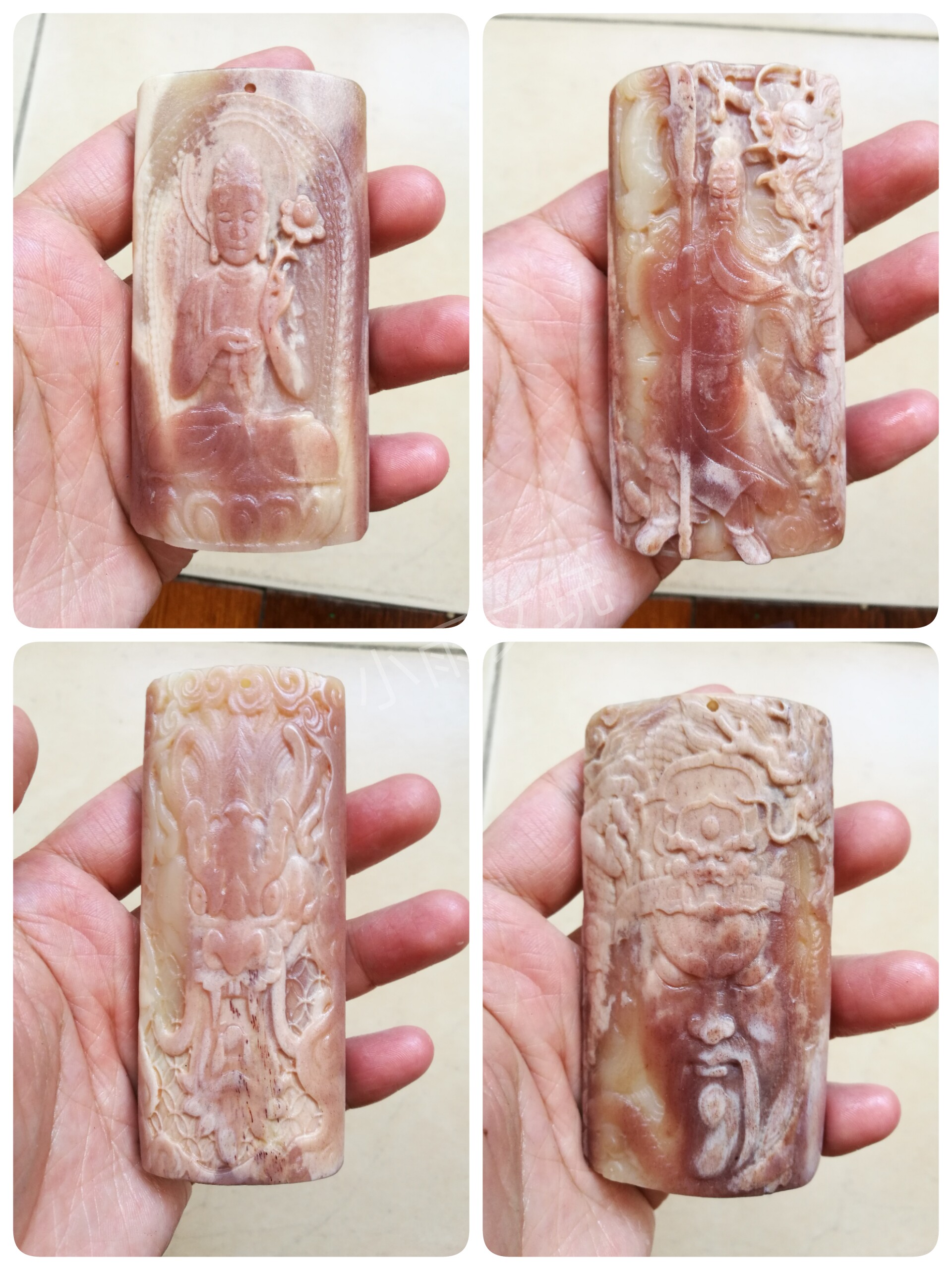 雕刻天然骆驼骨星月金刚无事牌