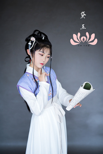 花妖汉衣堂传统汉服红楼梦系列交领紫色白色半臂3件绣花衣裳黛玉