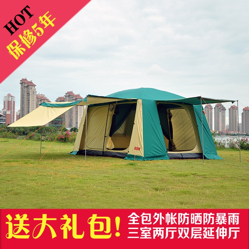 大帳篷戶外二室一廳5-8人野外超大帳篷10多人旅游露營帳篷6人防雨
