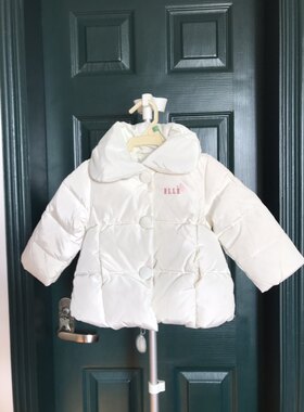 784ELLE女童装冬装白色羽绒服80码