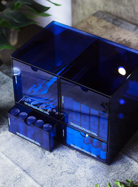 Touching创意轻奢收纳盒化妆护肤高档梳妆台置物柜克莱因蓝亚克力