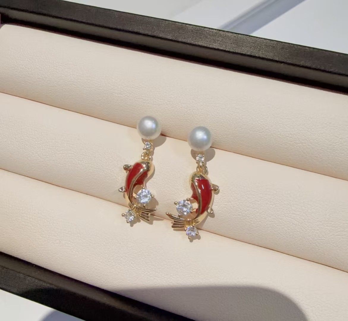 新年红色天然淡水珍珠强光耳钉女百搭蝴蝶花喜庆多种款式可选,珠宝/钻石/翡翠,耳饰,淘宝优惠券,粉丝福利购,淘宝优惠卷