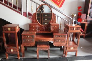 老挝大红酸枝化妆镜两件 仙游红木古典家具 梳妆柜 实木清式 家具