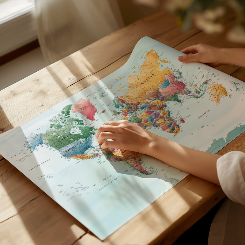 2026彩色艺术英文地图世界地理办公室会议走廊装饰画挂画学校海报