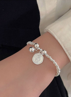 持恒s925纯银圆珠女王牌手链女韩国新款小红书爆款简约设计手饰