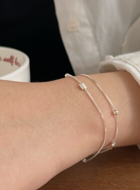 持恒S925纯银小方糖双层手链女韩国档口货简约百搭手饰轻奢手链女