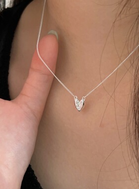 chihengS925纯银肌理爱心项链女韩国高级感小众设计颈链ins锁骨链