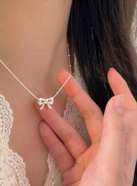 持恒S925纯银蝴蝶结项链女轻奢时尚简约锁骨链劲链2026新款日韩潮