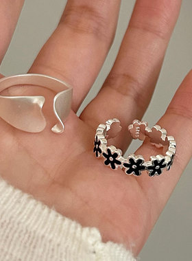 持恒S925纯银花朵戒指女2026新款韩版小众轻奢时尚磨砂不规则指环