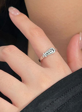 韩国韩版持恒S925纯银皮带头戒指女小众设计感时尚简约指环手饰品