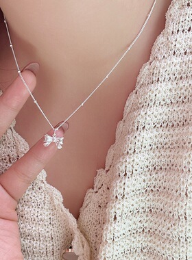 持恒s925纯银蝴蝶结项链女韩国新款小众设计轻奢气质高级感锁骨链