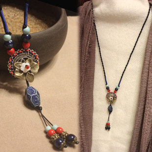 小众项链配饰女款复古毛衣链2025新款爆款长款民族新中式国风挂件