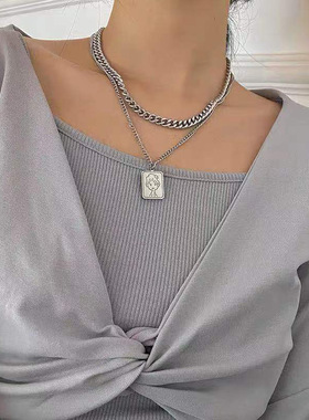 双层个性嘻哈短款项链毛衣链