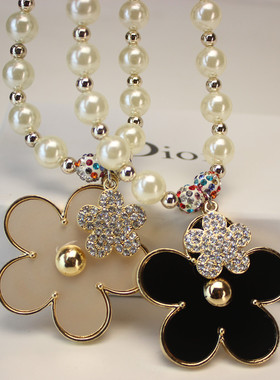 花朵珍珠大牌装饰项链女日韩版
