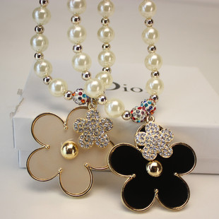花朵珍珠大牌装饰项链配饰锁骨链毛衣链短款女韩国夸张日韩版时尚