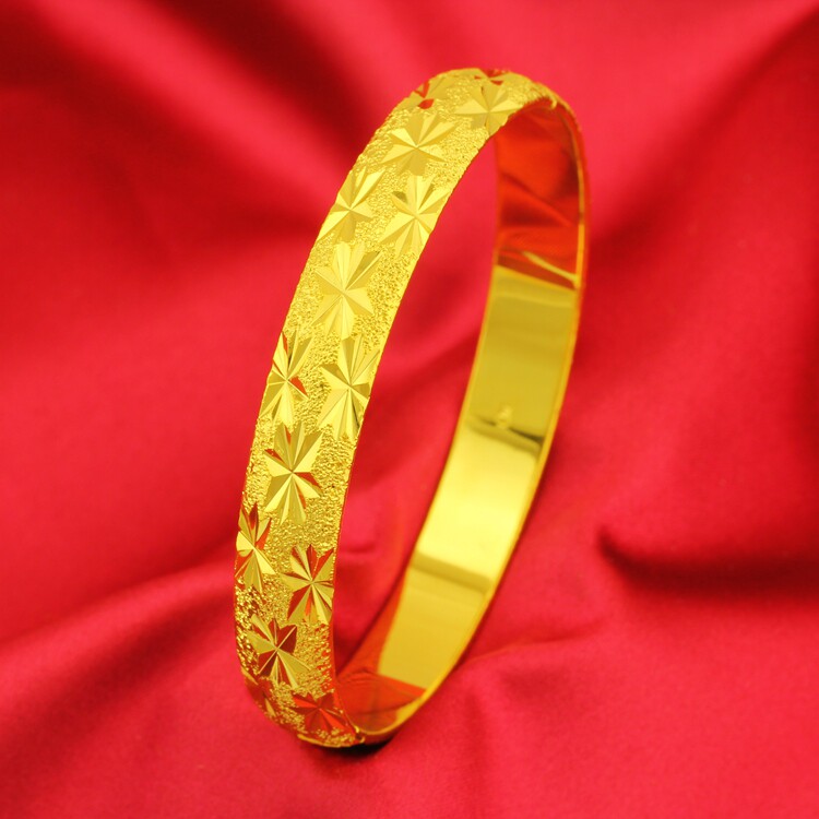 久不掉色3D硬金镀厚金999黄金足金色越南沙金暗扣满天星手镯