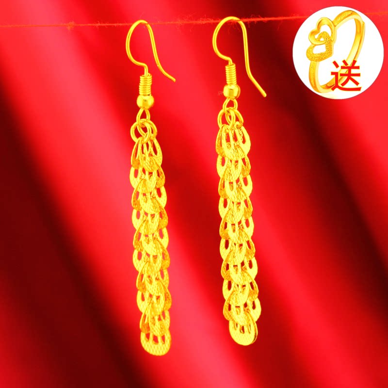 久不掉色吊穗耳饰足金戒指图片