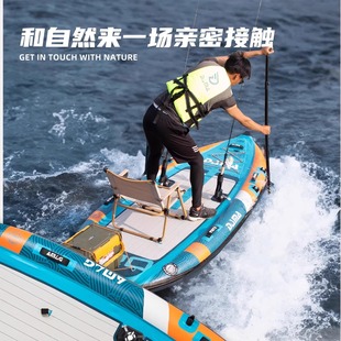 钓鱼桨板路亚桨板船充气浆板划桨电推浆板可折叠冲浪板浮板船浮筒