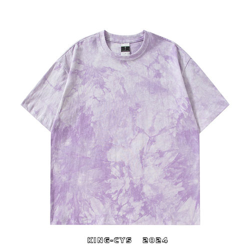 美式复古风扎染渐变色纯棉短袖