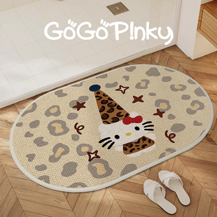 可爱凯迪猫浴室地垫卫生间厕所门口吸水防滑仿亚麻编织地毯脚垫子