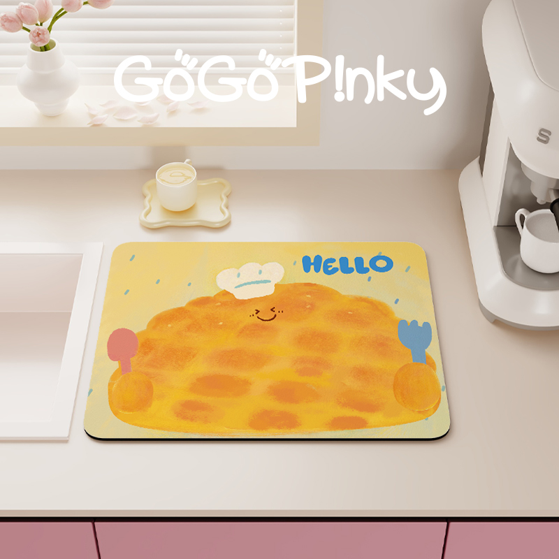 厨房台面沥水垫可爱卡通创意家用吸水吸油碗盘干燥垫吧台防烫餐垫