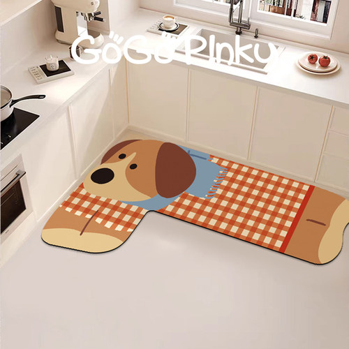 卡通可爱家用厨房地垫出租房L型耐脏耐磨地毯门垫吸水防滑脚垫子