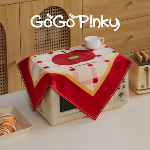 家用红色茶盘盖巾防尘罩正方形茶具装饰盖布微波炉烤箱遮灰小方巾